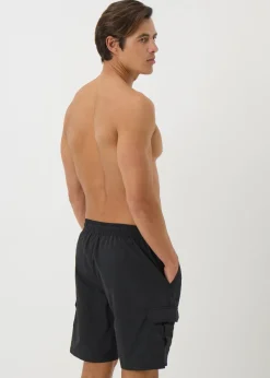 Black Cargo Swim Shorts
