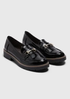 Black Chain Buckle Loafers