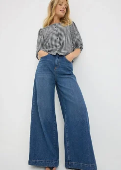 Black Check Button Gingham Blouse