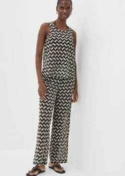 Black Chevron Crochet Vest Top