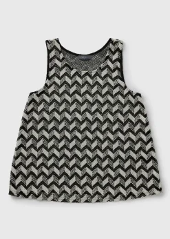 Black Chevron Crochet Vest Top