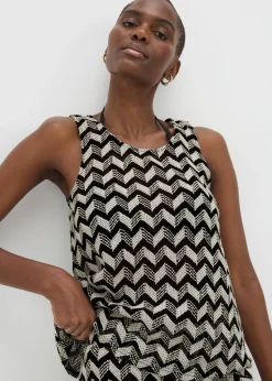 Black Chevron Crochet Vest Top