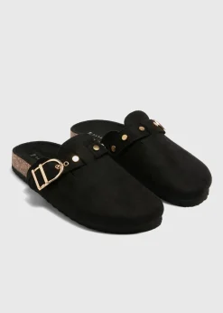 Black Closed Footbed Mules