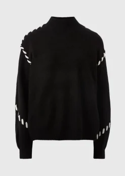 Black Contrast Stitch Jumper