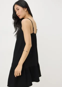 Black Crinkle Cami Mini Dress