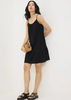 Black Crinkle Cami Mini Dress