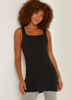 Black Essential Longline Vest Top