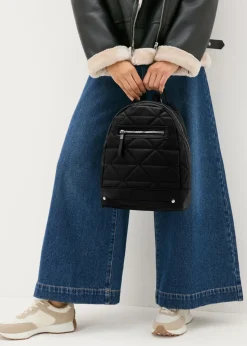 Black Faux Leather Backpack