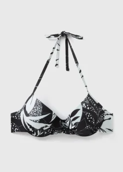 Black Floral Bikini Top