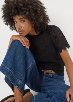 Black Floral Lace T-Shirt