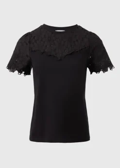 Black Floral Lace T-Shirt