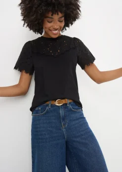 Black Floral Lace T-Shirt