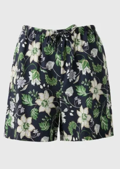 Black Floral Textured Shorts