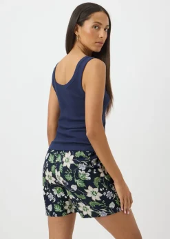 Black Floral Textured Shorts