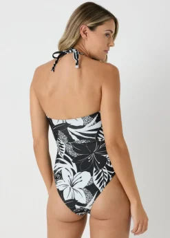 Black Floral Twist Swimsuit