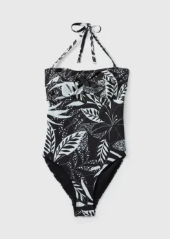 Black Floral Twist Swimsuit