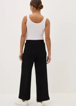 Black Front Seam Wide Leg Trousers