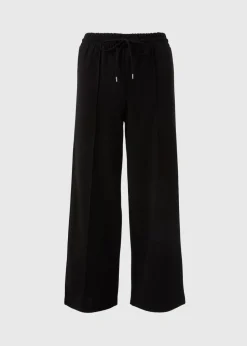 Black Front Seam Wide Leg Trousers