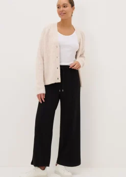 Black Front Seam Wide Leg Trousers