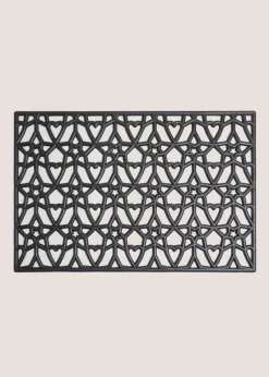 Black Heart & Star Rubber Doormat