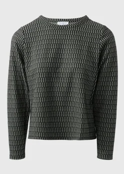 Black Jacquard Long Sleeve Top