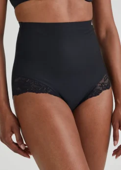 Black Lace High Waisted Medium Control Knickers