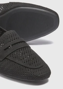 Black Laser Cut Loafers