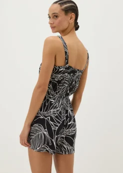 Black Leaf Print Playsuit