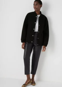 Black Leather Look Tapered Trousers