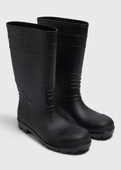 Black Long Length Wellies