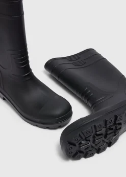 Black Long Length Wellies