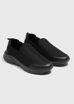 Black Mesh Slip On Trainers