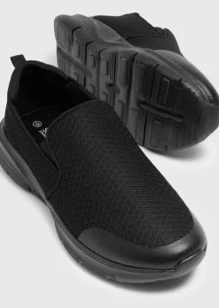 Black Mesh Slip On Trainers