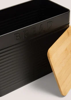 Black Metal Lidded Bread Bin