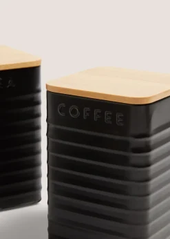 Black Metal Tea Coffee & Sugar Canisters