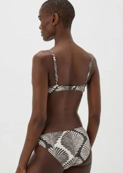 Black Mono Shell Print Mini Bikini Bottoms