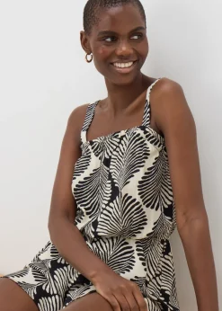 Black Mono Shell Print Playsuit