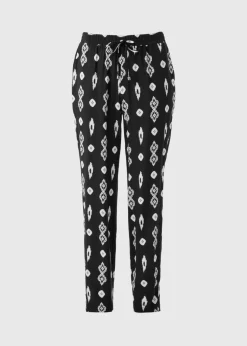 Black Monochrome Print Tapered Trousers
