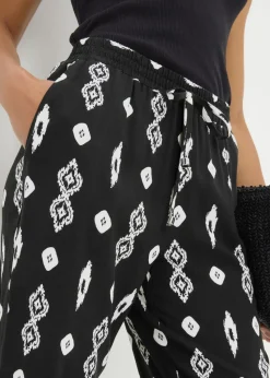 Black Monochrome Print Tapered Trousers