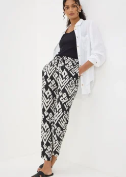 Black Monochrome Printed Tapered Trousers