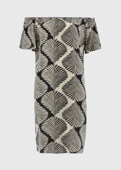 Black Monochrome Shell Bardot Mini Dress