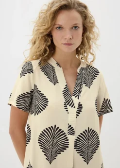 Black Monochrome Shell Tunic Beach Dress