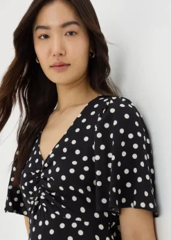 Black Monochrome Spot Mini Tea Dress