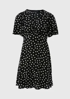 Black Monochrome Spot Mini Tea Dress