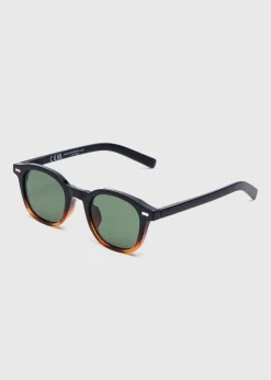 Black Ombre Matte Round Sunglasses