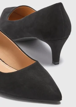 Black Peg Heel Court Shoes