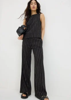 Black Pin Stripe Co Ord Wide Leg Trousers