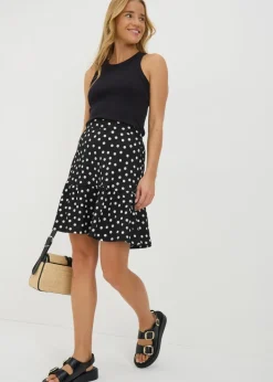 Black Polka Dot Mini Skirt