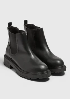 Black PU Chelsea Boots
