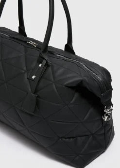 Black Quilted Weekender Bag